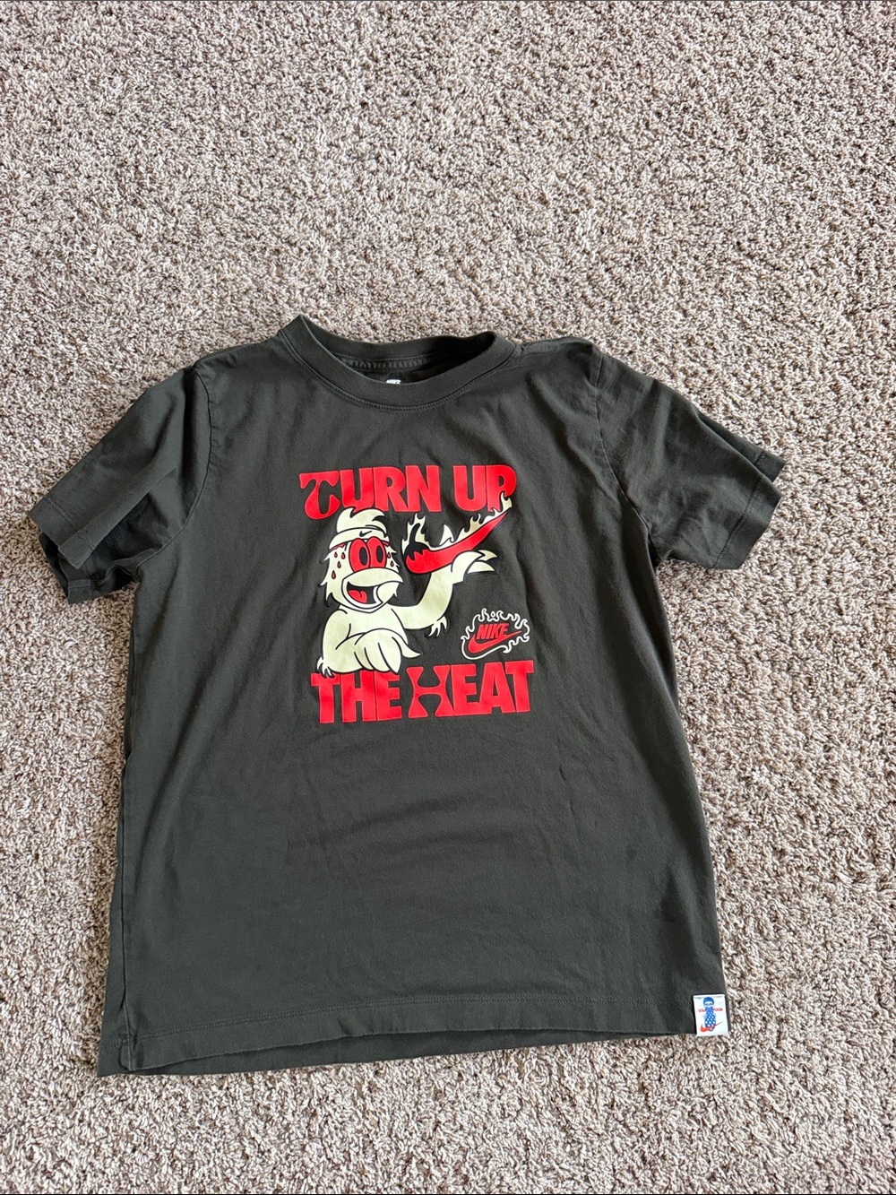 Nike Black Kids 'Turn Up The Heat' Graphic Tee with Red and Cream Print